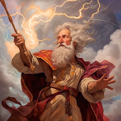 Wizard with wand and lightning graphic Inspirational Print